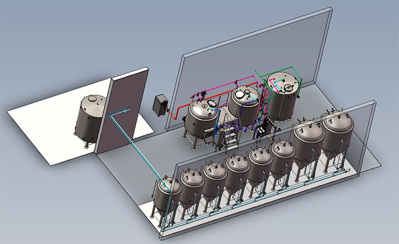 1000l brewery system 3D drawing (1)