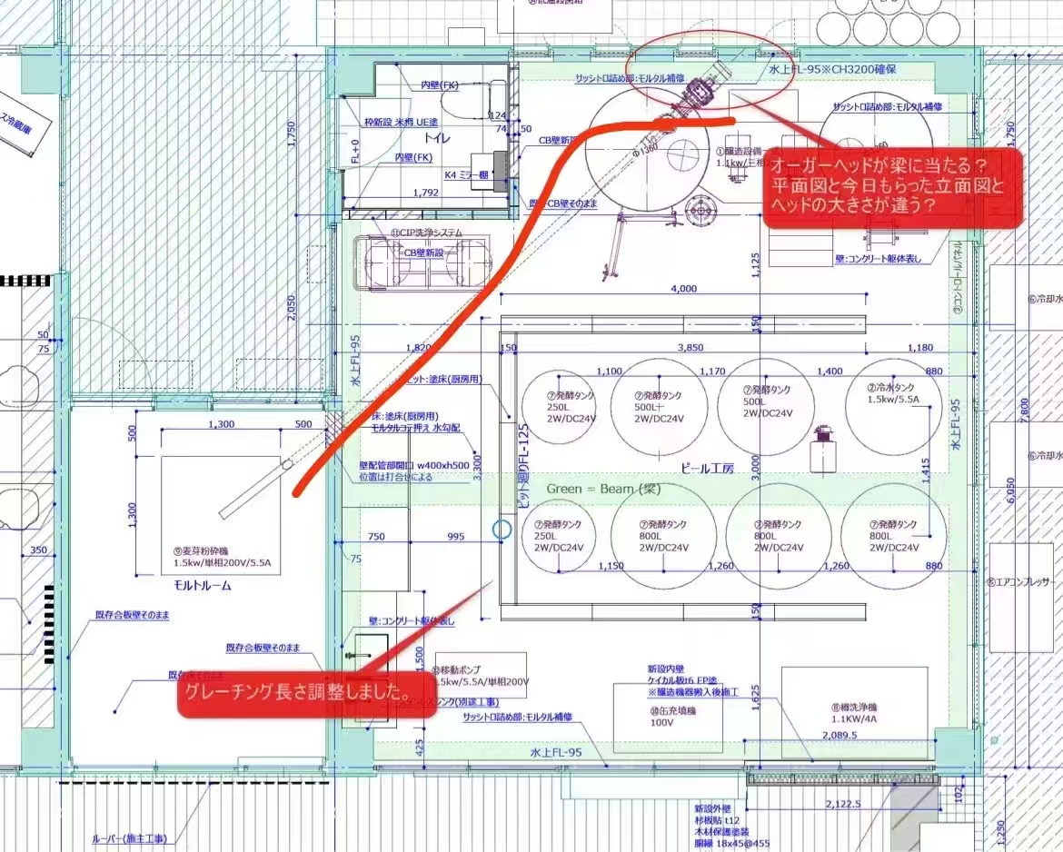 Layout of 800l brewery equipment