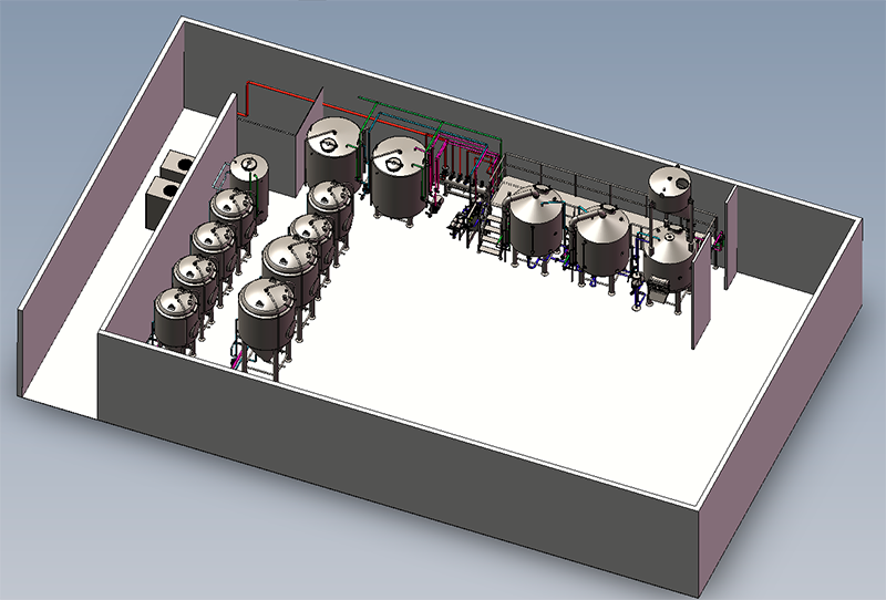 2D 3D drawings of brewery system (1)