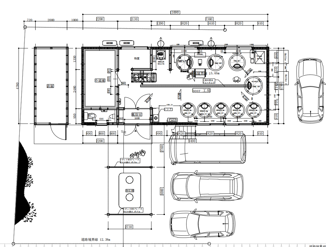Layout for 500l brewery